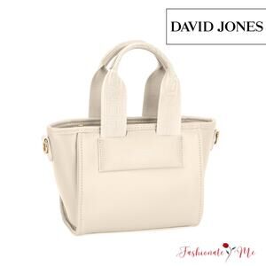 David Jones PU Leather Embossed Pattern Handles Small Handbag | Creamy White